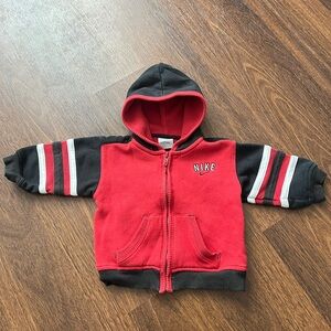 Nike Kids Red and Black Striped Hoodie